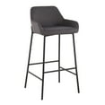 thumbnail image 2 of Daniella Industrial Fixed-Height Bar Stool In Black Metal And Charcoal Fabric - Set Of 2, 2 of 7