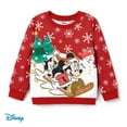 thumbnail image 1 of Disney Mickey Mouse Chandails Molletonnés à Enfiler pour Tout-Petites Filles, Personnage de Noël, Col Ras du Cou, Taille 2-6, 1 of 6