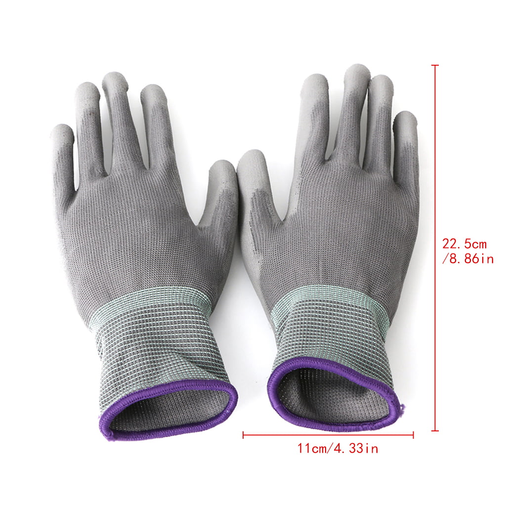 1 Pair Safety Work Gloves Nylon PU Palm Coated Protective Garden Grip Builders 
