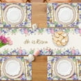 thumbnail image 5 of He is Risen Table Runner Easter Egg Christian Cross Lily Flowers Spring Jesus Ressurrection Holiday Party Home Kitchen Dining Room Decoration (13" x 72"), 5 of 6