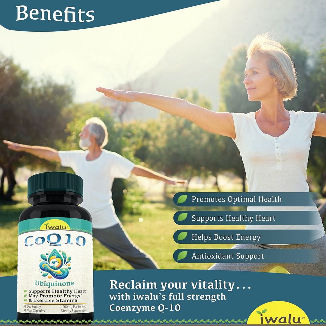 iwalu CoQ10 Ubiquinone | Supports Heart Health & Cellular Energy | Advanced Formula for Antioxidant Balance and Fitness Stamina - 30 Veg Capsules | NSF Certified & USA Made