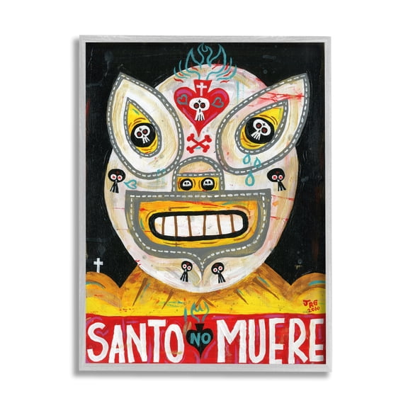 Stupell Industries Santo No Muere Mexican Wrestler Mask Skull Motif Framed Wall Art, 24 x 30, Design by Jorge R. Gutierrez