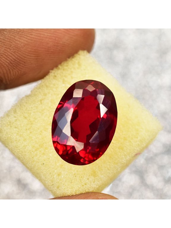 Gemsgrowth Natural Red Ruby Loose Gemstone, 19.95 Carat, Oval Cut, Certified, for Jewelry Making, Pendant, Ring, Necklace, Engagement