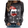 thumbnail image 2 of Offres Cyber et Lundi Hot6sl Mode de Noël Femmes Décontracté Manches Longues Imprimé Col Rond Chandail en Molleton Ample Blouse Tops, 2 of 5