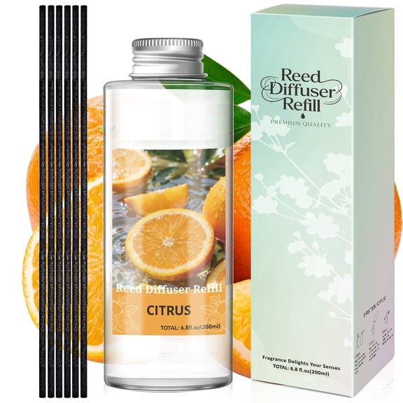 LA BELLEFEE Reed Diffuser Oil Set with Reed Sticks, 200ml, Citrus Aromatherapy Oil Scent Diffuser for Home, Office, Bathroom Decoration