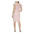 thumbnail image 2 of VINCE CAMUTO Womens Pink Zippered Frayed Lined Sheer Floral Cap Sleeve Jewel Neck Knee Length Wear To Work Sheath Dress 12, 2 of 4