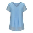 thumbnail image 4 of Pimelu Womens Tops Casual Tops for Women Summer V Neck Petal Sleevev Lightweight Chiffon Shirts Ladies Solid Fashion Pleated Hem Blouses Womens Tunic Top, 4 of 5