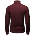thumbnail image 3 of Mens Casual Slim Fit Pullover Sweaters Knitted Turtleneck Twisted Patterned Thermal (CMOSWL076), 3 of 6