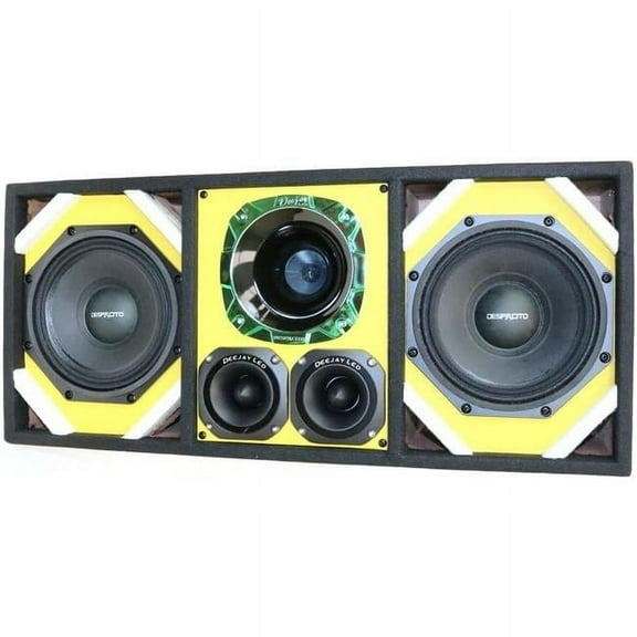 Two Despacito Heavy Duty 8 in. Woofers One Horn with Two Bullet Tweeters, Yellow