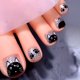 thumbnail image 1 of 24pcs Cute Cat Press On Toe Nails Square Fake Toe Nails Glossy Full Cover Glitter Silver Powder Stick On Nails False Toe Nails With Glue Sticker And Nails File For Women Girls, 1 of 5