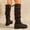 #320-Coffee, variant on Roncen Women's Winter Suede Casual Boots - Round Toe Square Heel Mid Heel Knee-High Equestrian Boots with Crinkle Shaft & Rear Lace-Up Design