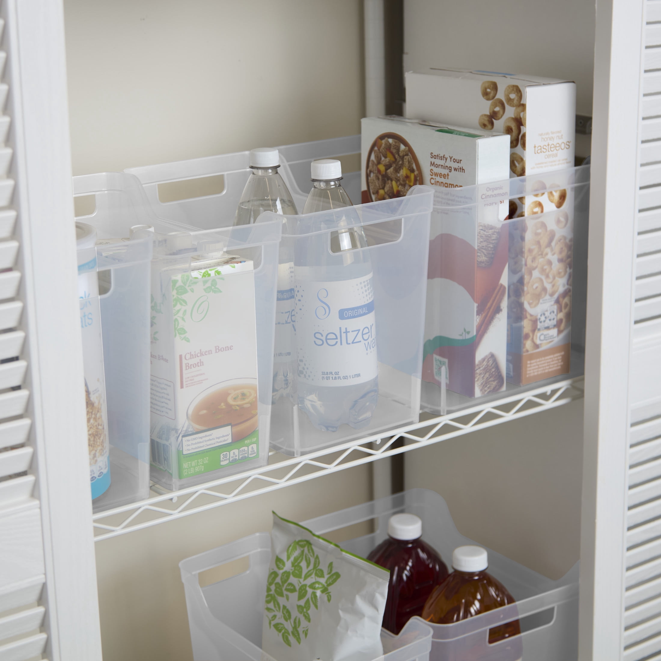 Sterilite Narrow Shelf Bin, Clear Plastic Open Storage Containers, Multi-purpose Organizers, 6 Count