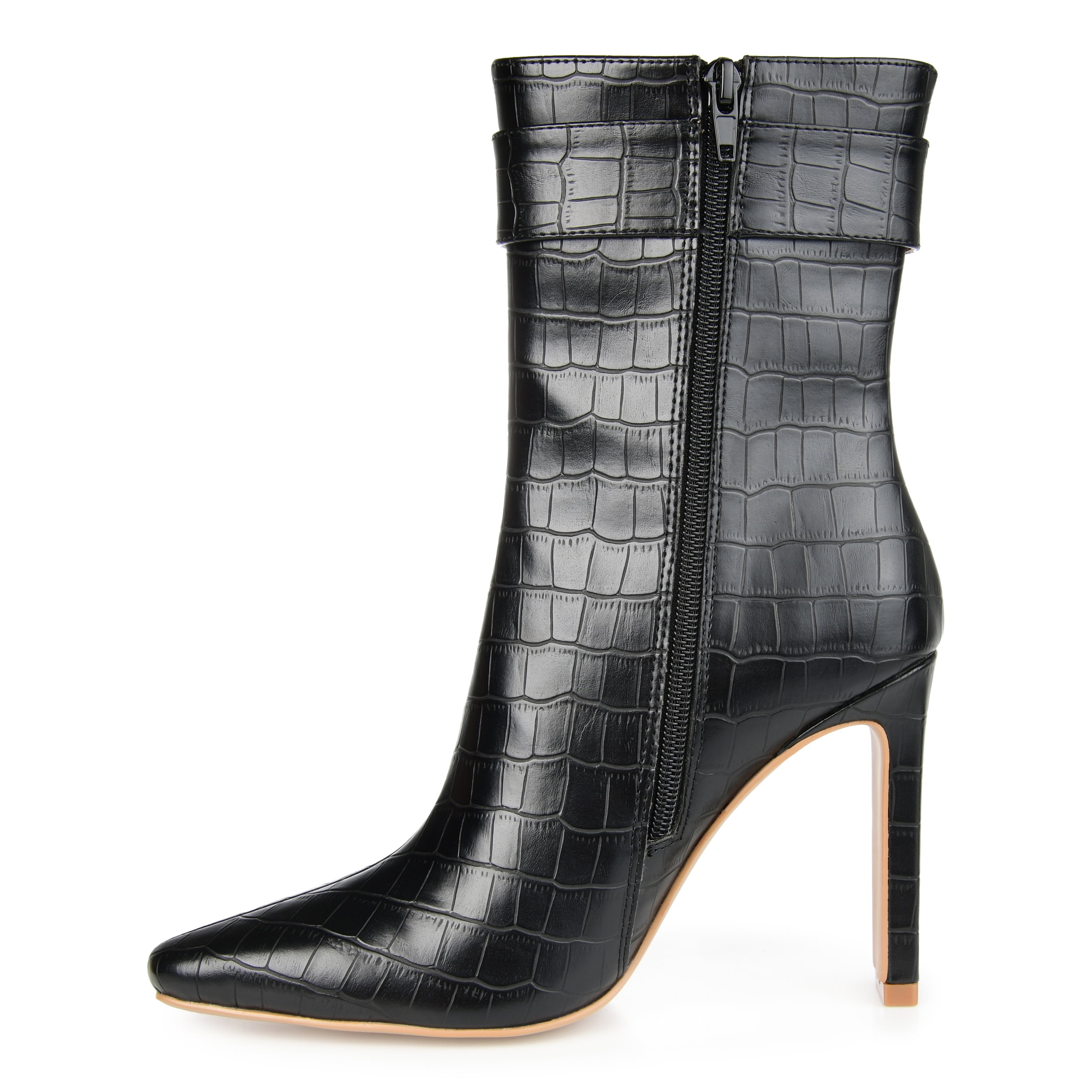 Journee Womens Elanie Inside Zip Block Heel Booties