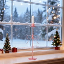 Iron Bow Candle Stand for Romantic Candlelight Dinner - Bow Candle Holder for Christmas Valentine's Day, Elegant Metal Ribbon Candlestick for Holiday Table Centerpiece