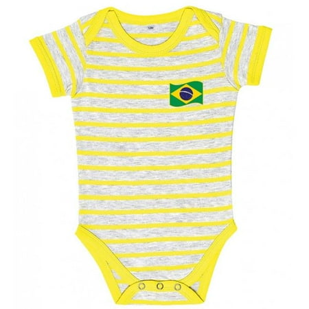 

Supportershop SUP514 Brasil Striped Baby Bodysuit Yellow & Grey - 6-12 Months