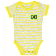 Brasil Striped Baby Bodysuit, Yellow & Grey - 3-6 Months