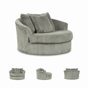 Signature Design by Ashley Lindyn Oversized Swivel Fabric Accent Chair in Gray