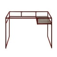 thumbnail image 3 of GZXS Modern Minimalist Writing Desk with Clear Glass Top, Metal Sled Base & Wood Shelf - 48" Rectangular Computer Desk for Home Office, Study, Bedroom (Red Frame), 3 of 8