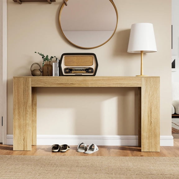 Barara King Console Table with Waterproof Oak Finish, Multi-Use Entryway Table with Space-Saving Design, Console Sofa Table for Hallway, Living Room, Bedroom, Foyer, Oak