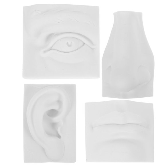 Sketch Facial Features Sculpture: 4pcs 3d Gypsum Geometry Sketch Drawing Model Eye Ear Nose Mouth Learning Tools For Artists Sketch Drawing Practice