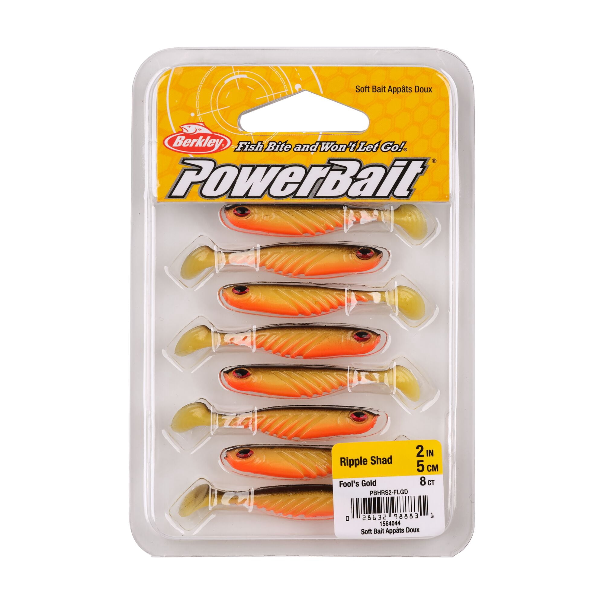 Berkley PowerBait® Ripple Shad, 2 in, Swimbaits, Fool's Gold (8 Count)