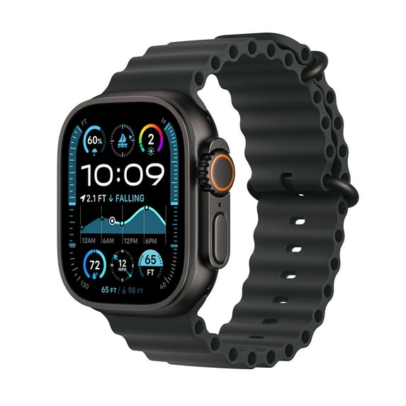 Open Box Apple Watch Ultra 2 49mm GPS + Cellular Black Titanium Case with Black Ocean Band