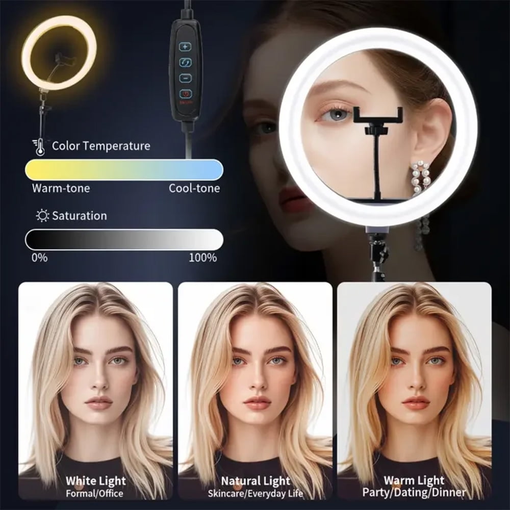 UEGOGO 10" LED Ring Light W/63" Tripod & Phone Holder - Portable for Live Stream, YouTube, TikTok Videos