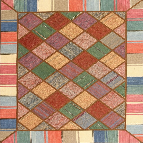 Ahgly Company Machine Washable Indoor Square Contemporary Camel Brown Area Rugs, 7' Square
