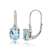 SILVERSPECK Sterling Silver 2.9ct Blue Topaz Oval Leverback Earrings