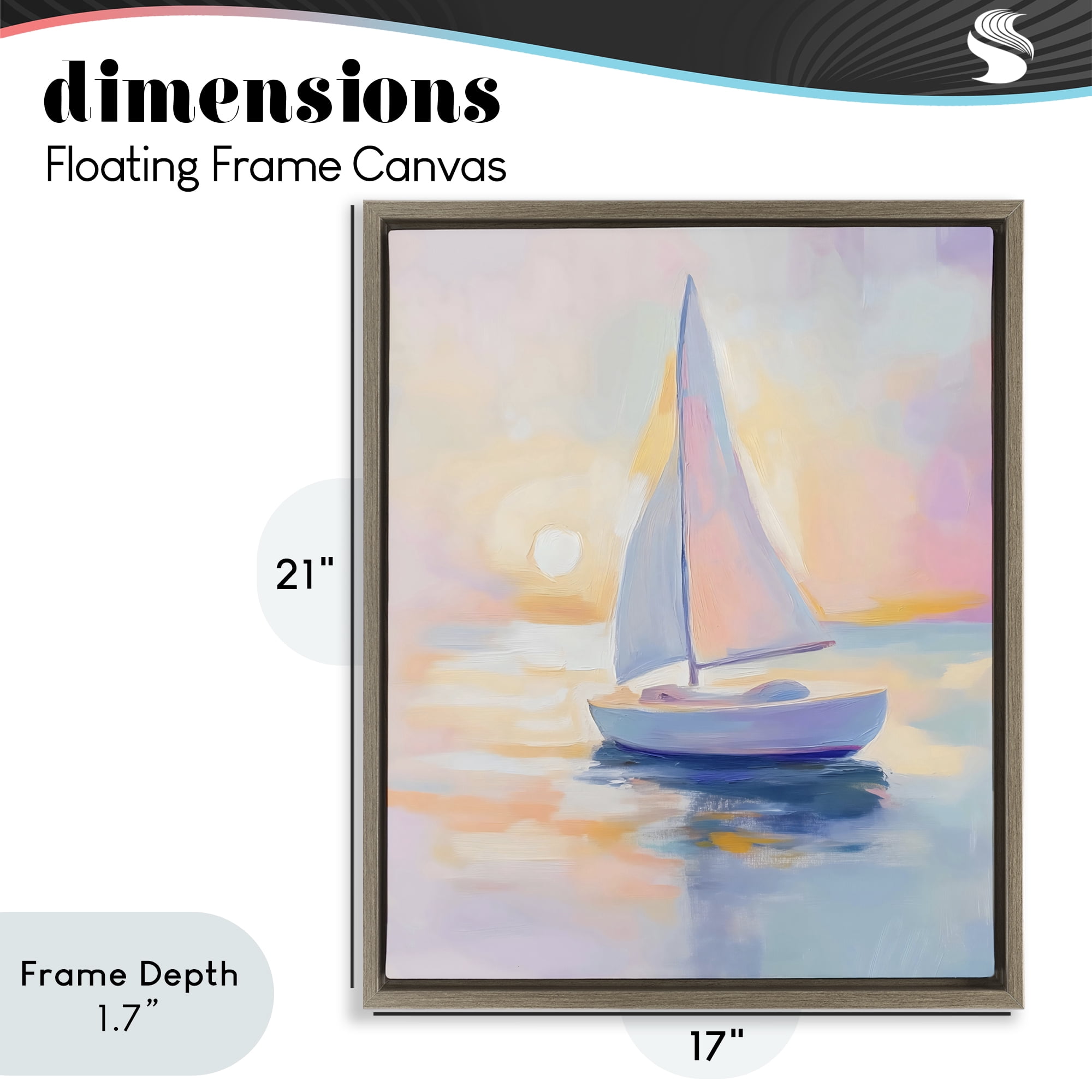 Stupell Industries Pastel Sailboat Toward Pink Horizon Brown Framed Floater Canvas Wall Art, design by The Prints Vibe