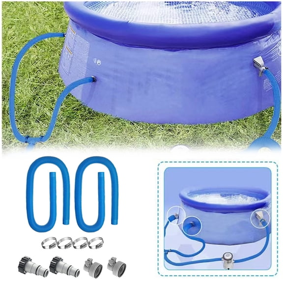 2-Pack Pool Pump Hose Replacement Kit | 59-Inch Swimming Pool Filter Hose with 4 Stainless Steel Clamps & 2 Adapters for Skimmer & Pump