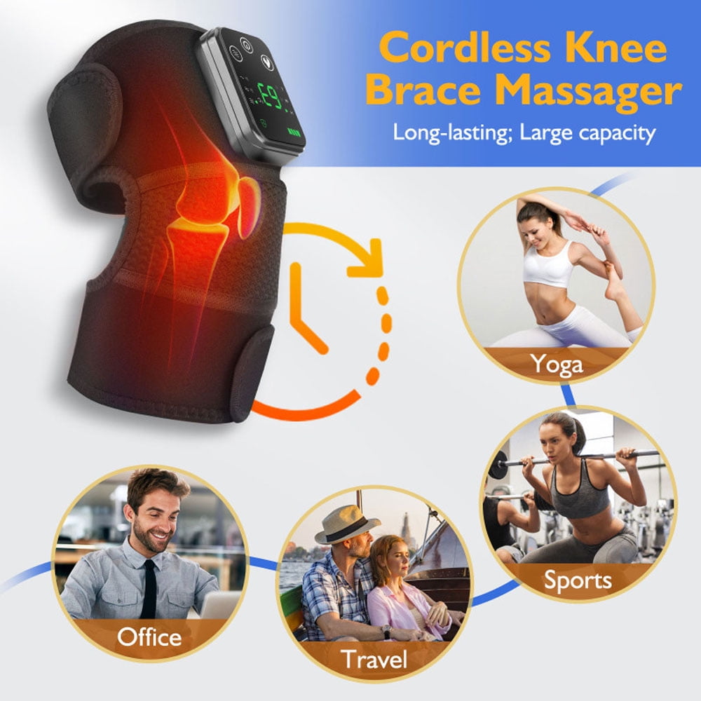 Hiroke Heated Knee Massager Rechargeable Heated Knee Brace, Leg Shoulder Pain Relief for Women Men
