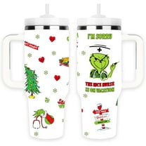 Funny Christmas Tumbler for Nurse, 40 oz Stainless Steel Insulated Travel Tumbler, Christmas Coffee Mug with Lid and Straw, Nurses Gifts for Women, Novelty White Elephant Gifts Stocking Stuffer