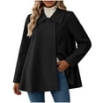 thumbnail image 2 of TGSLY Women's Wool Blend Swing Coat Soft Casual Collared Long Sleeve Jacket Loose Casual Solid Color Fall Winter Outerwear M, 2 of 10