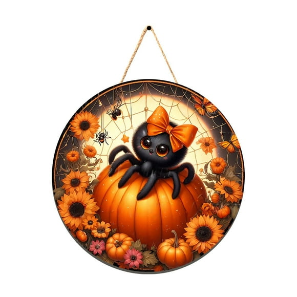 Japceit Éléments de Récoltes d'Automne Pendentif de Numéro de Porte en Bois Rond Décoration Maison