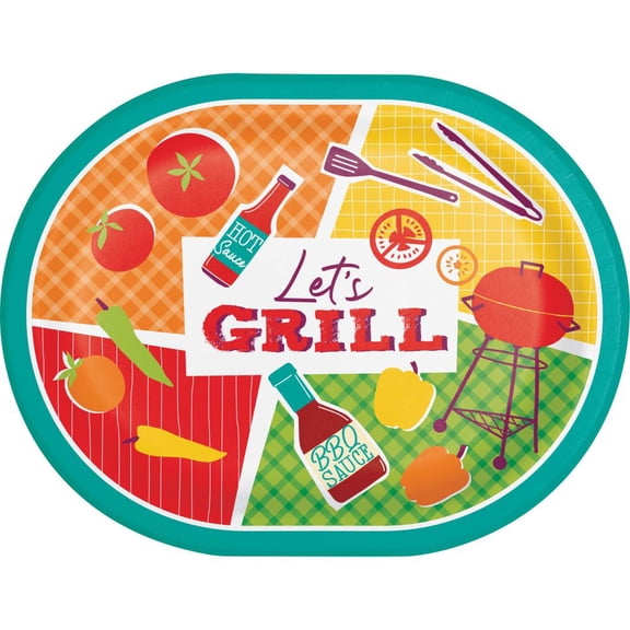 Backyard Bash 12-inch Oval Paper Plates 8 Per Pack