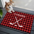 thumbnail image 5 of Area Rug 2x3ft, Hockey Sports Star Red Buffalo Plaid Washable Rugs for Living Room Bedroom, Black Check White Shadow Soft Non-slip Area Rugs Rectangle Floor Carpet for Dining Room, 5 of 9