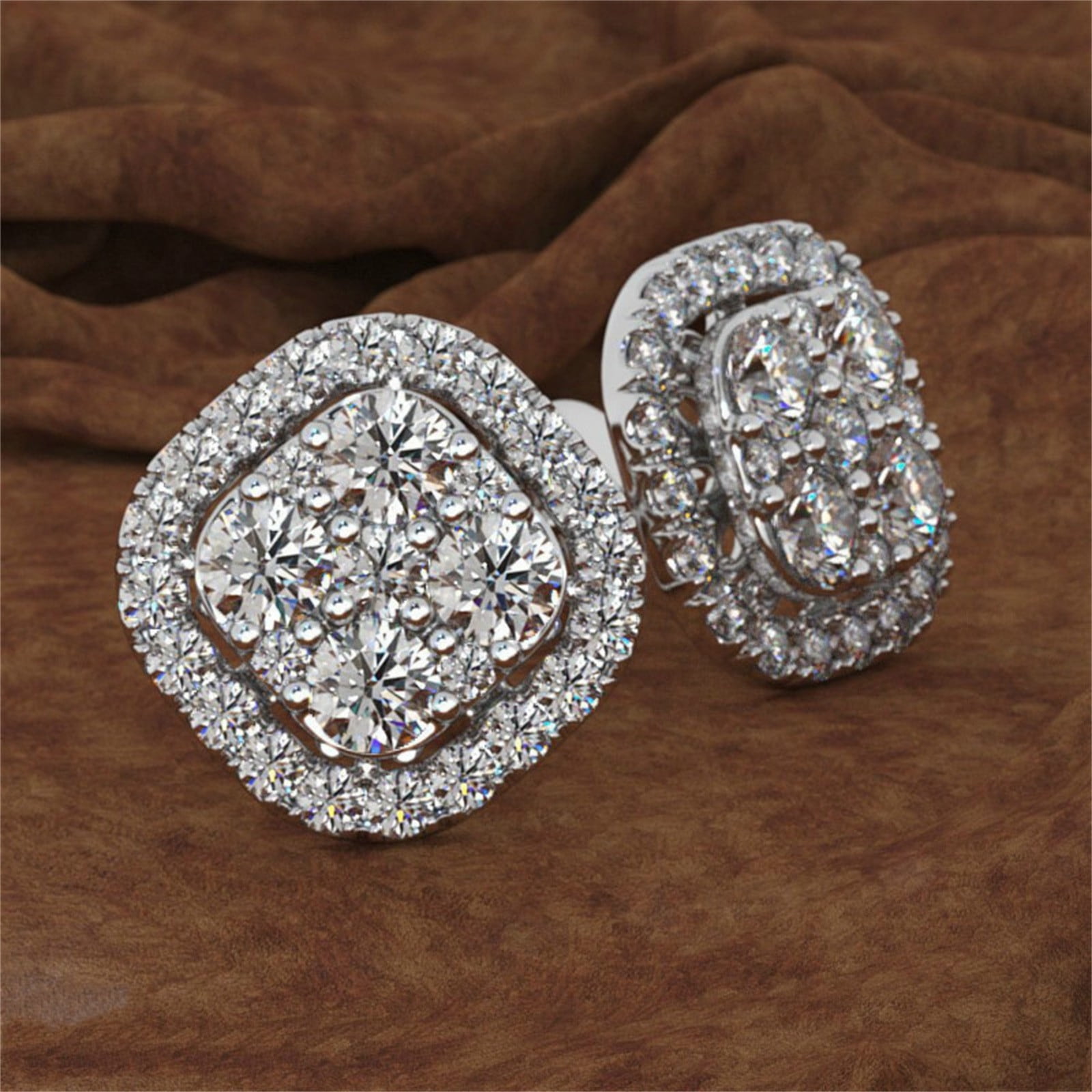 Pave Set Diamond Earrings White Gold | Carriage Diamonds