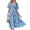 Blue, variant on ZZwxWA Women Summer Dresses 2025 Casual Flowy Beach Square Neck Puff Short Sleeve Smocked Back Boho Floral Long Maxi Dress