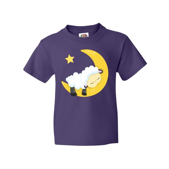 Inktastic Cute Sheep Sleeping On The Moon, White Sheep, Star Youth T-Shirt