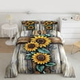 thumbnail image 2 of Manfei Female Men Rustic Floral Sunflower 3 Pieces Queen Comforter Set,Lodge Cottage Ultra Soft Bedding Sets,Vintage Retro Bedding Comforter Set Breathable,Microfiber Bedroom Decor,Reversible, 2 of 8