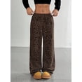 thumbnail image 4 of Women'S Plaid Leopard Print Straight Leg Pants Elastic Waist Y2K Trousers Bottoms with Pockets Deep Leopard XL, 4 of 6