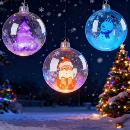23.6Inch Christmas Inflatable Balls Outdoor Decorations Giant Blow Up Ball Ornaments with LED Light for Yard Lawn Decor