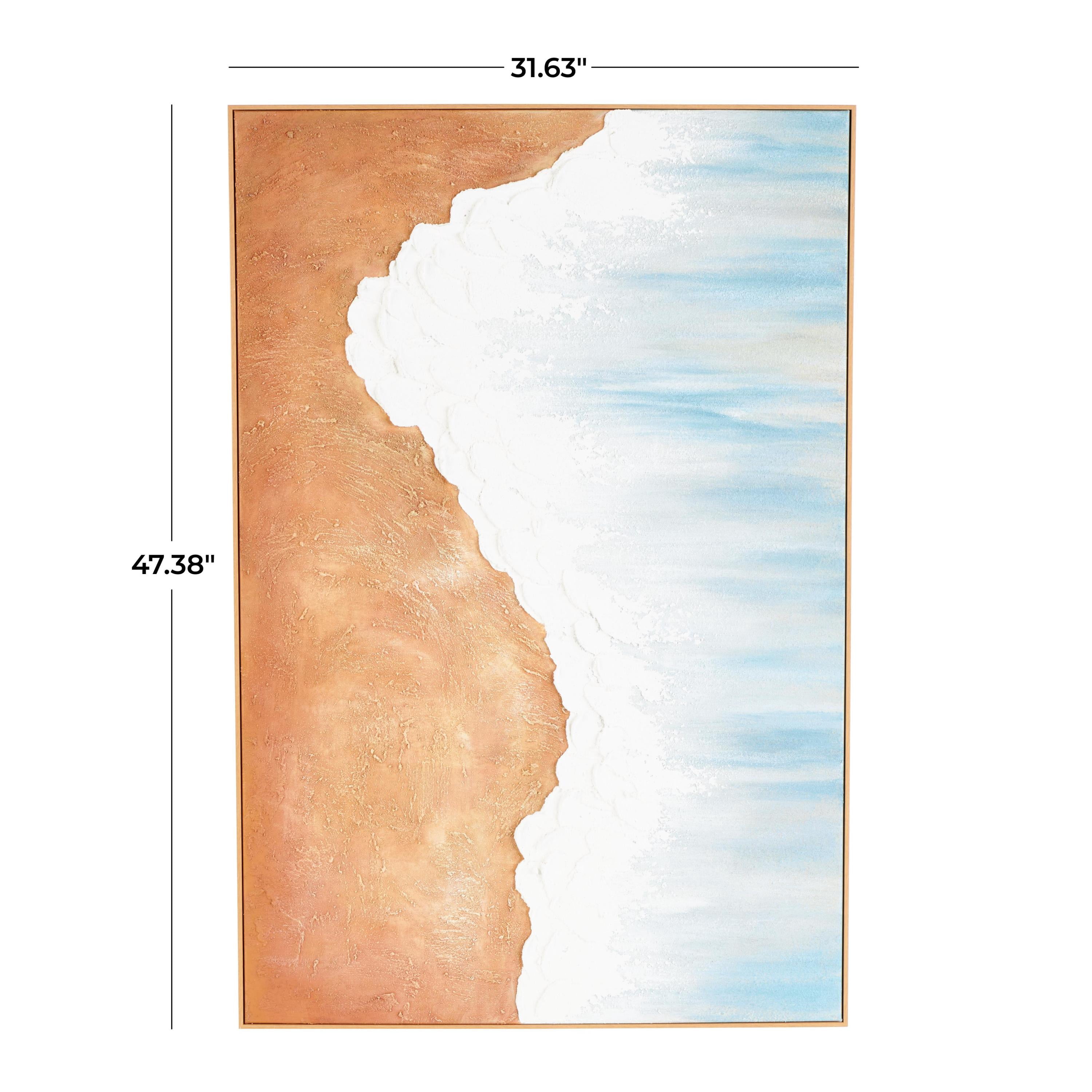 32" x 47" Abstract Ocean Wave Landscape Framed Wall Art, by DecMode