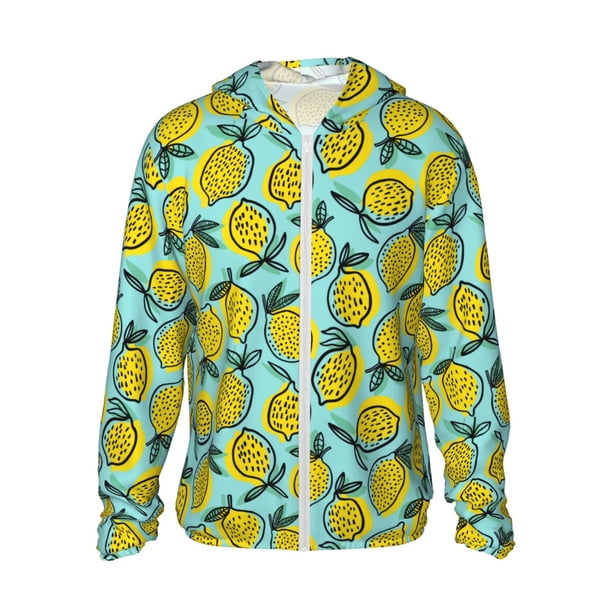 Fotbe Lemon1 Chaqueta con Protección Solar UPF 50+ para Hombre y Mujer, Camisa con Capucha y Bolsillos-X-Large