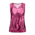 thumbnail image 5 of Homenesgenics Womens Tops under $5 Summer Women's Ethnic Style Feather Tassels Printed Sleeveless Tank Tops Pink XXL, 5 of 5