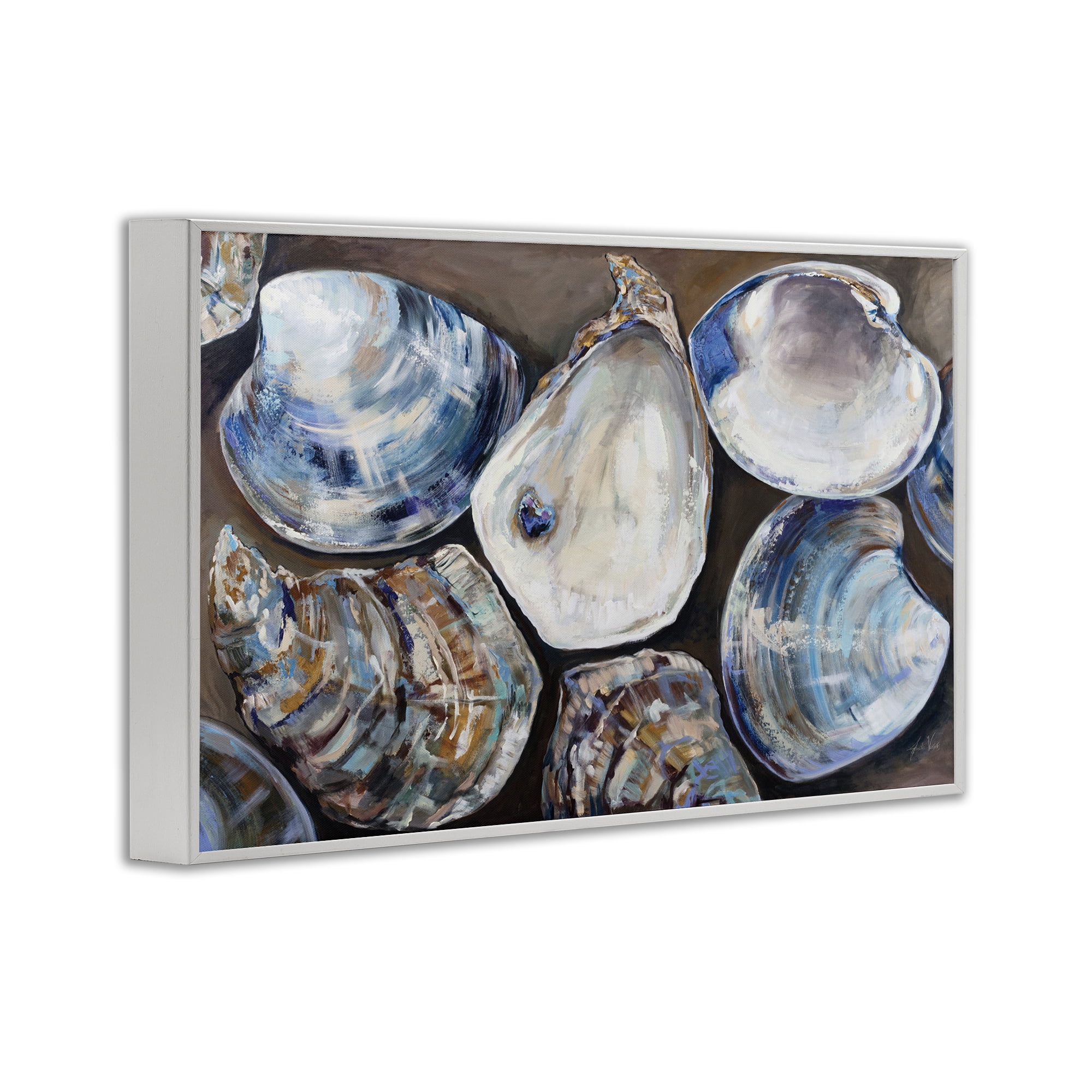Stupell Industries Varied Seashell Shucks Animals & Insects Painting White Framed Art Print Wall Art, 30 x 20