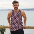 thumbnail image 6 of Lsque Red Blue Checked Pattern Mens Tank Tops Muscle Athletic Quick Dry Sleeveless Workout Fitness T Shirts Beach Tank Top, Loose-fit Sleeveless Shirt for Men-XX-Large, 6 of 7