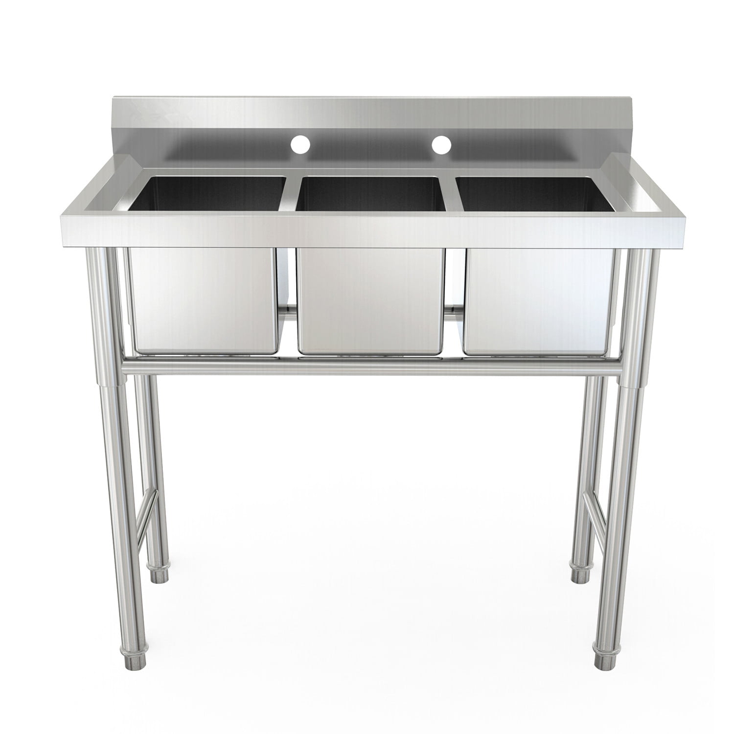 Zimtown 39" Wide Heavy Duty 3 Compartment Commercial Stainless Steel Sink