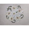 thumbnail image 3 of Doily Boutique Easter Round Doily with Bleached White Lily Flowers Size 11 inches, 3 of 4